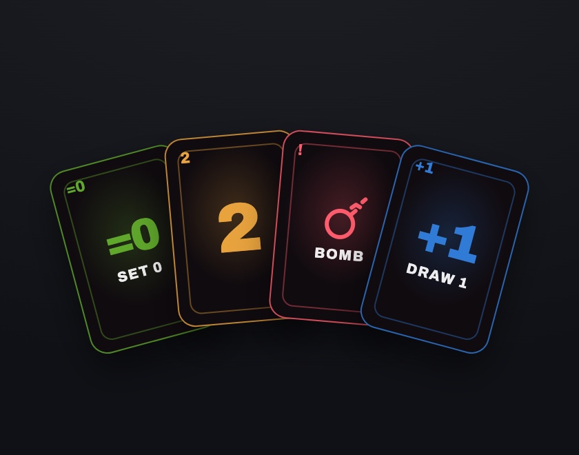 Stayin’ Alive cards: Set 0, 2, Bomb and Draw 1